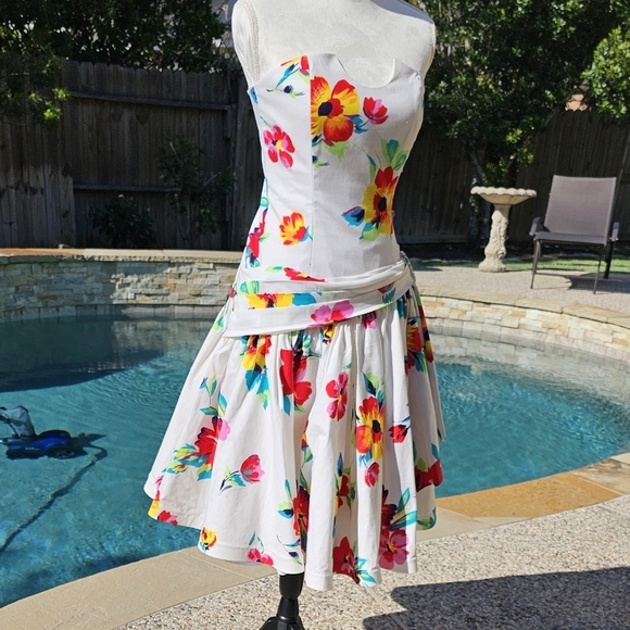 Nwt RIMINI 100% COTTON Sakowitz flower tea dress 10 - Picture 6 of 15
